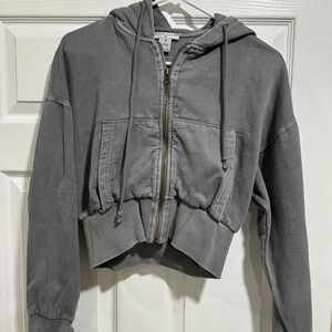 Gray Women's Cropped Hoodie Sweater
